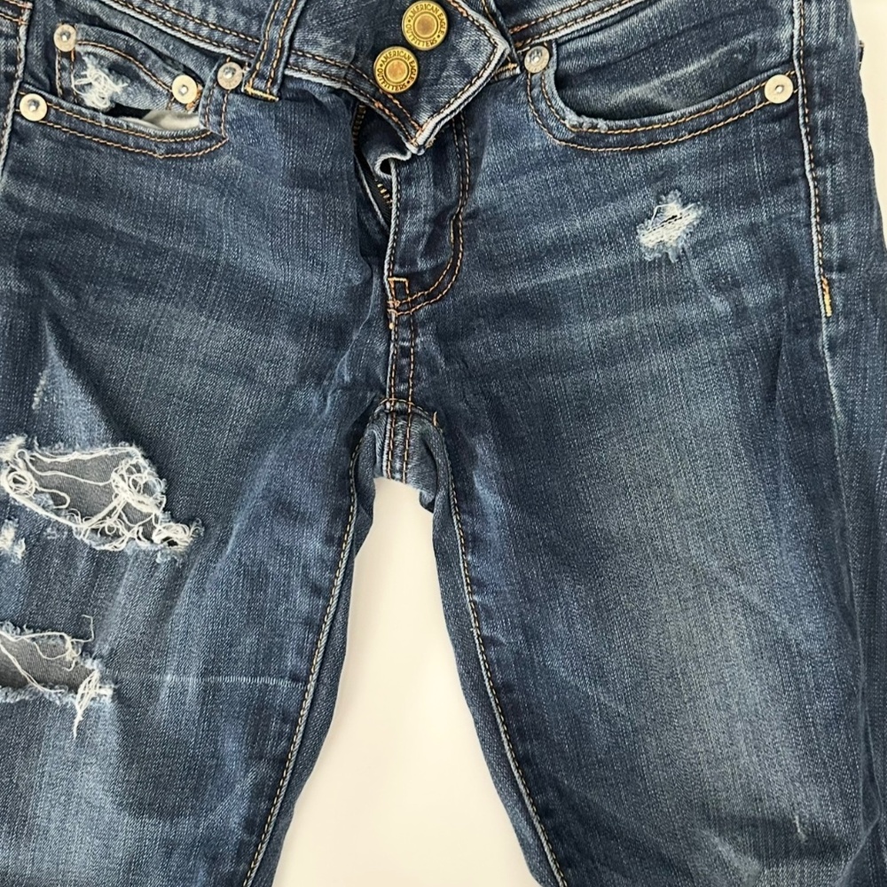 American Eagle Womens/Jr Sz 00 Skinny Super Stretch Reg Jeans Medium Wash EUC